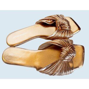 JEFFREY CAMPBELL Rose Gold Knotted Slip On Flat Sandal Sz 7